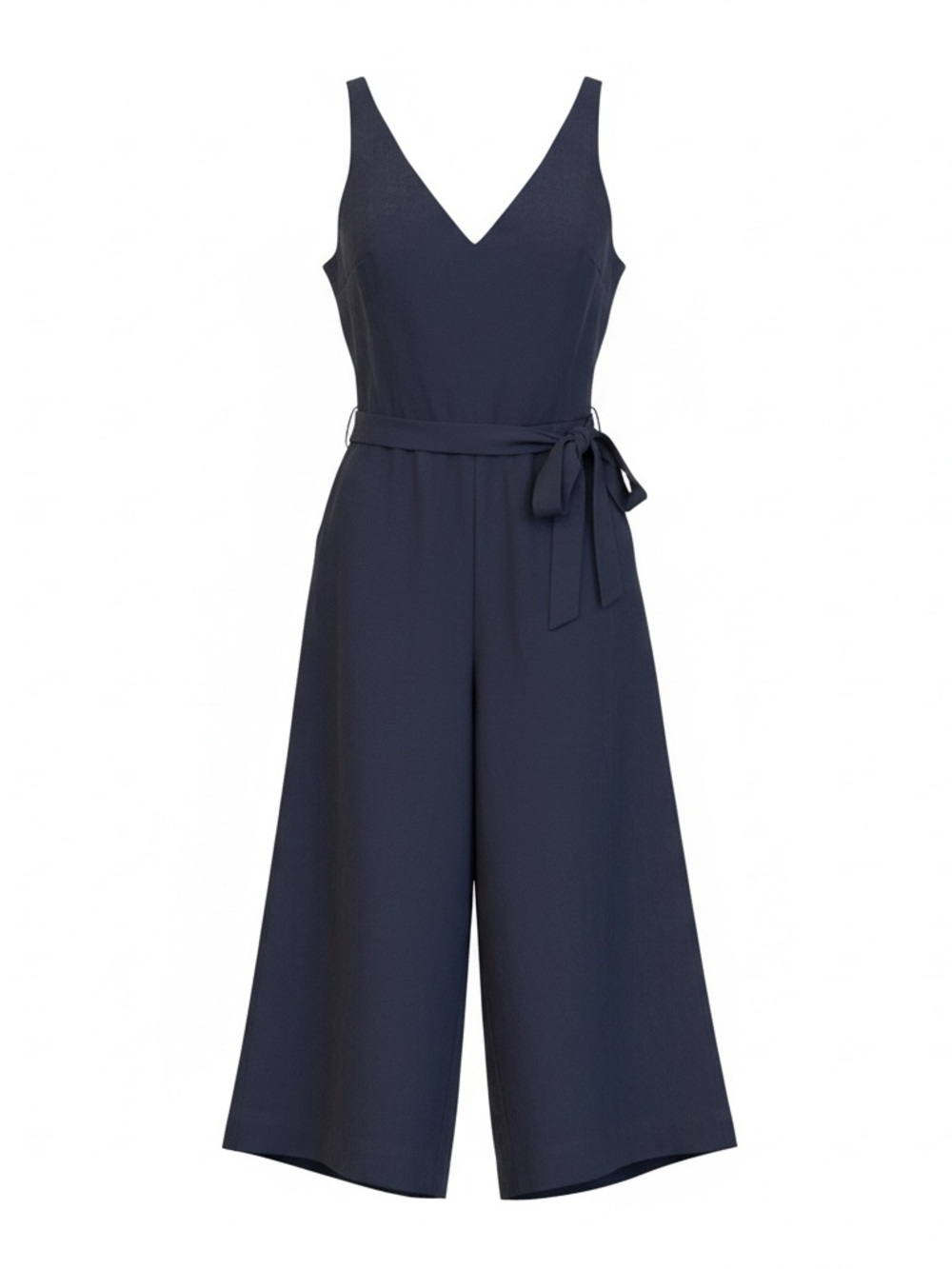 Gap Sleeveless V-Neck Wide-Leg Cropped Jumpsuit in Navy